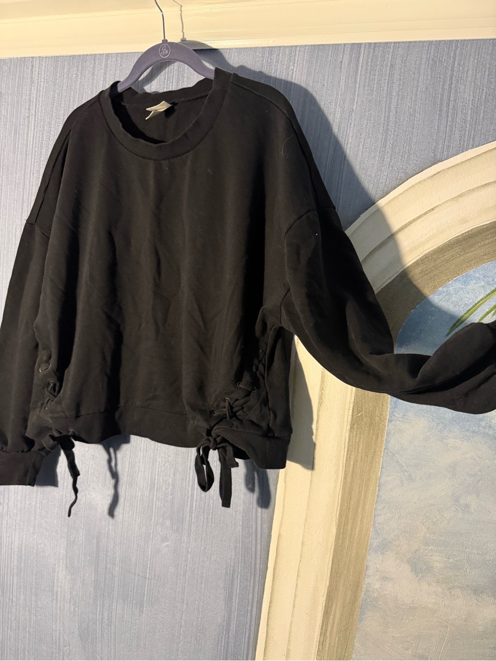 Mossimo Black Drawstring Hem Sweatshirt Size XXL